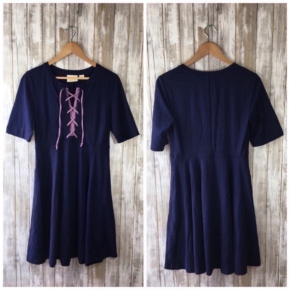 Anthropologie Maeve Navy Tie Dress - Picture 3 of 8